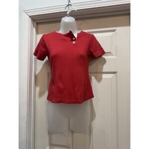 Herald House Side Button T Shirt Red And White Juniors XS